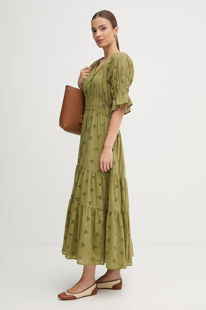 Hoss Intropia rochie din bumbac 8222112 verde AW25