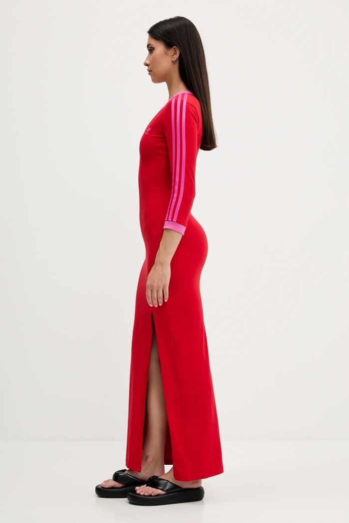 adidas Originals sukienka Maxi Dress V JW3668 czerwony AW25