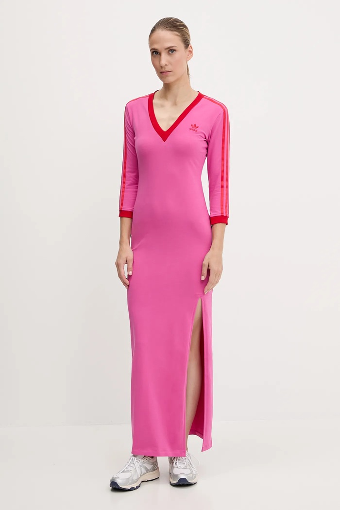 adidas Originals sukienka Maxi Dress V JY2941 różowy AW25
