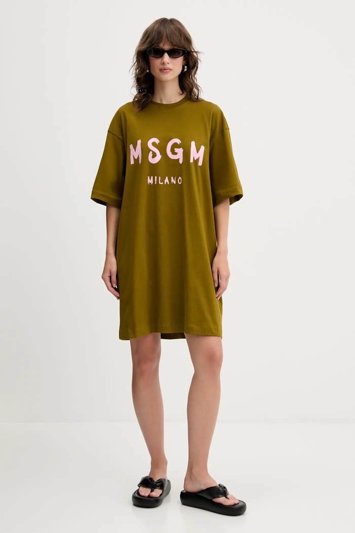 MSGM rochie din bumbac 3941MDA510.257798 verde AW25
