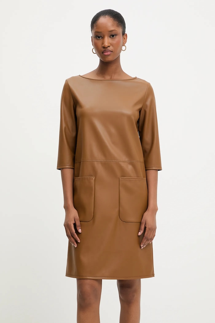 Рокля MM by Max Mara DIONIGI изчистен кафяв 2526626087600