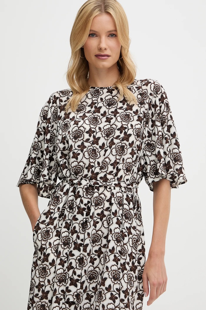 Hedvábné šaty Weekend Max Mara VARESE hnědá 2525226051600