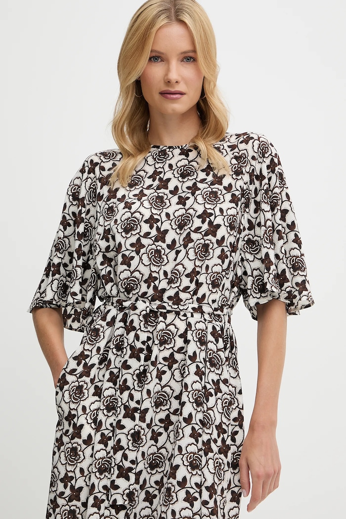 Hedvábné šaty Weekend Max Mara VARESE hnědá 2525226051600