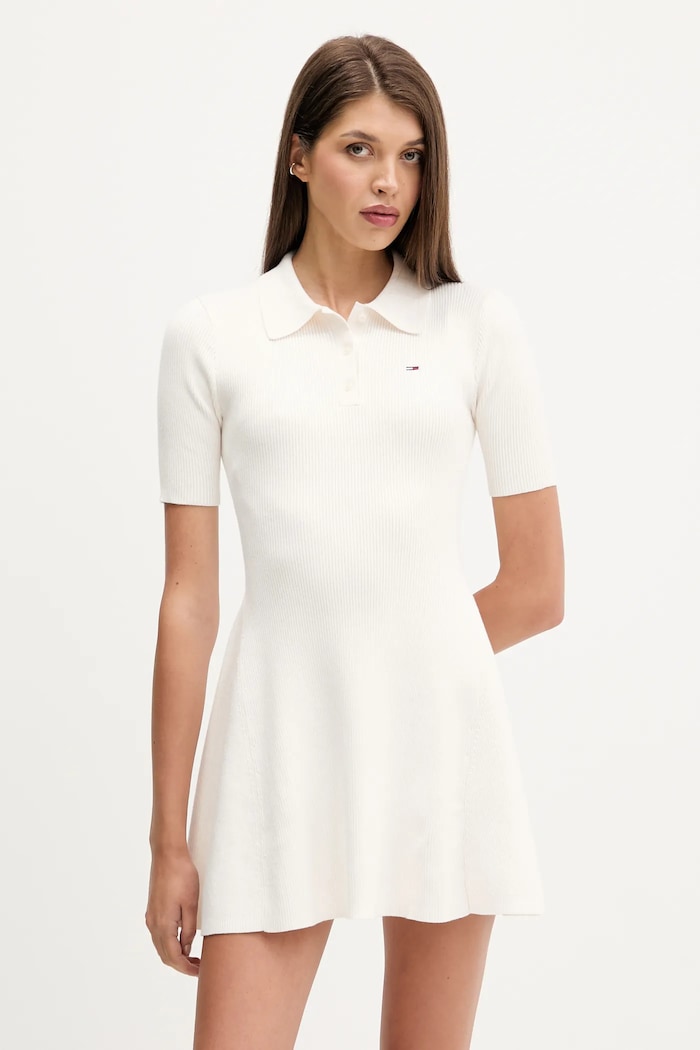 Haljina Tommy Jeans Planet friendly bež DW0DW21471