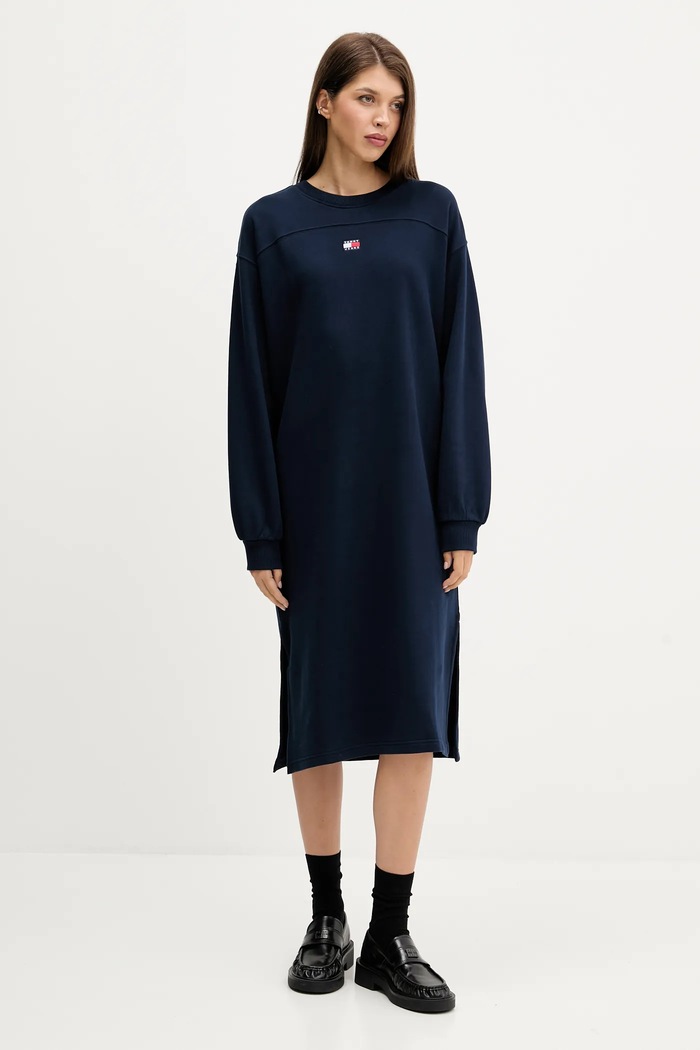 Bavlnené šaty Tommy Jeans bavlna tmavomodrá DW0DW21484