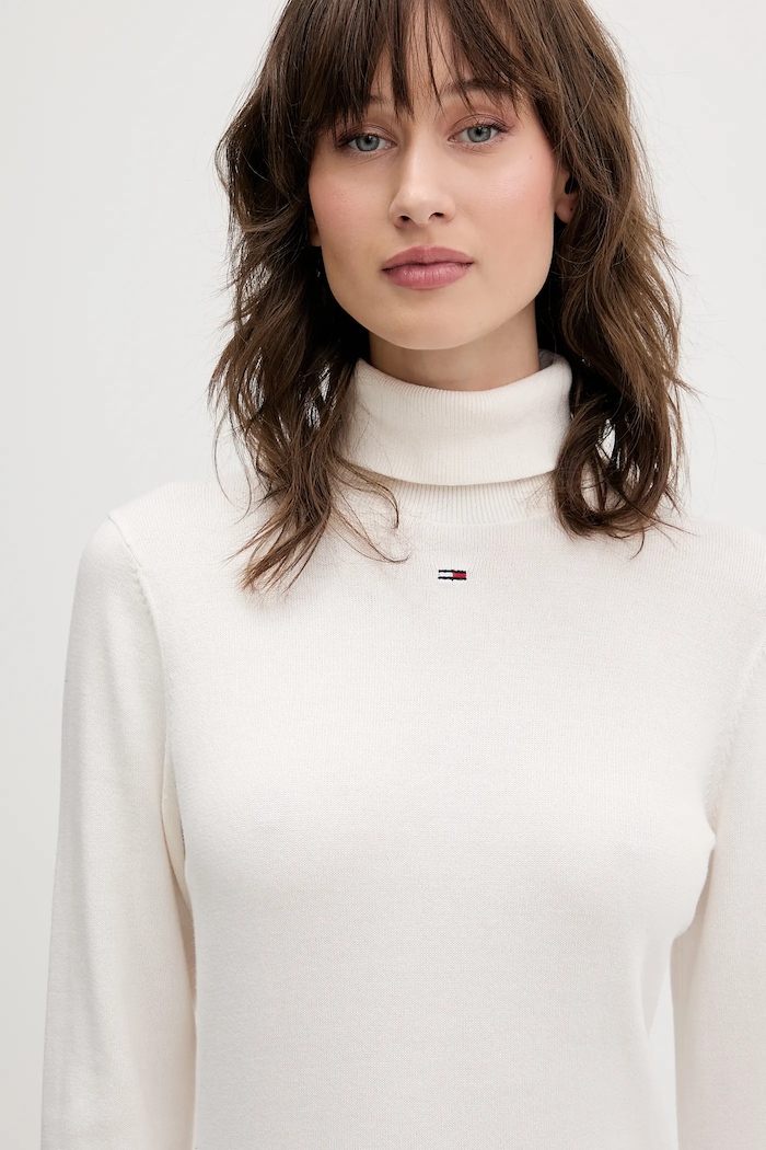 Bavlněné šaty Tommy Jeans béžová DW0DW21958