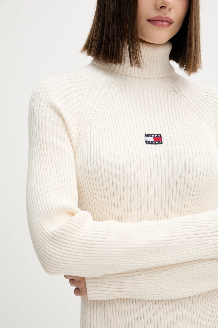 Bavlnené šaty Tommy Jeans DW0DW22167 béžová