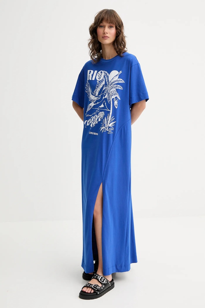Farm Rio rochie din bumbac maxi albastru 336515