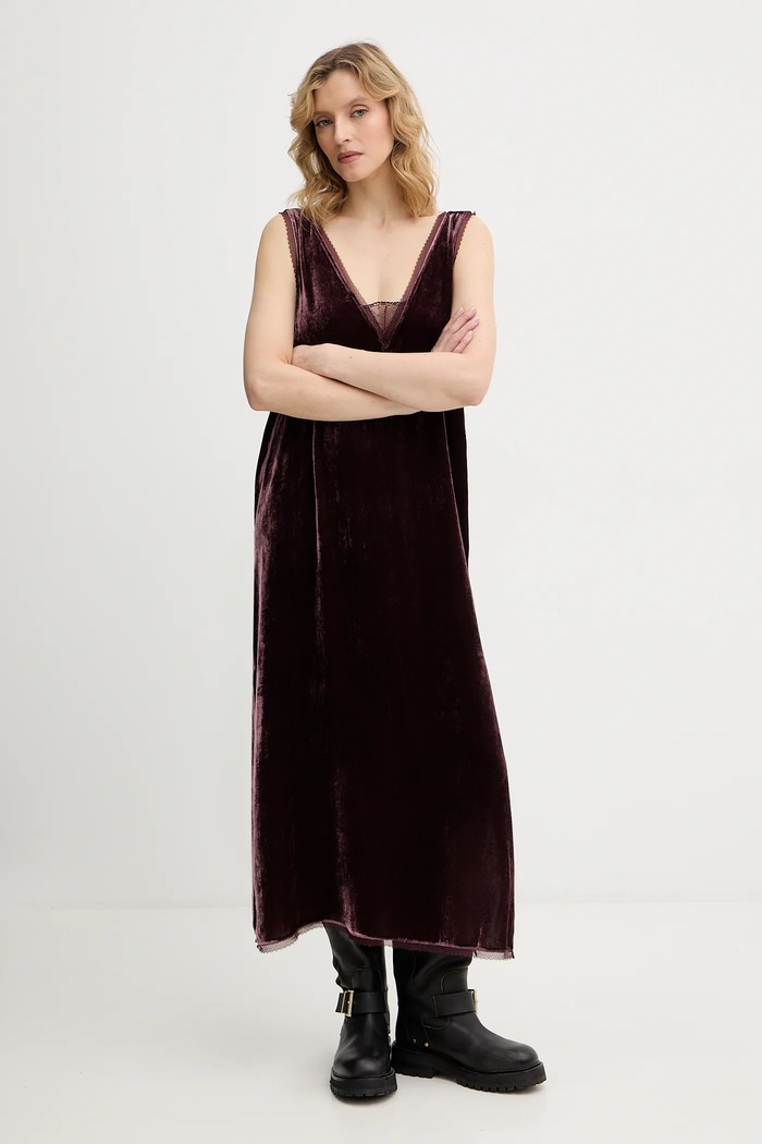 Кадифена рокля ZADIG&VOLTAIRE шпиц бордо WWDR02571