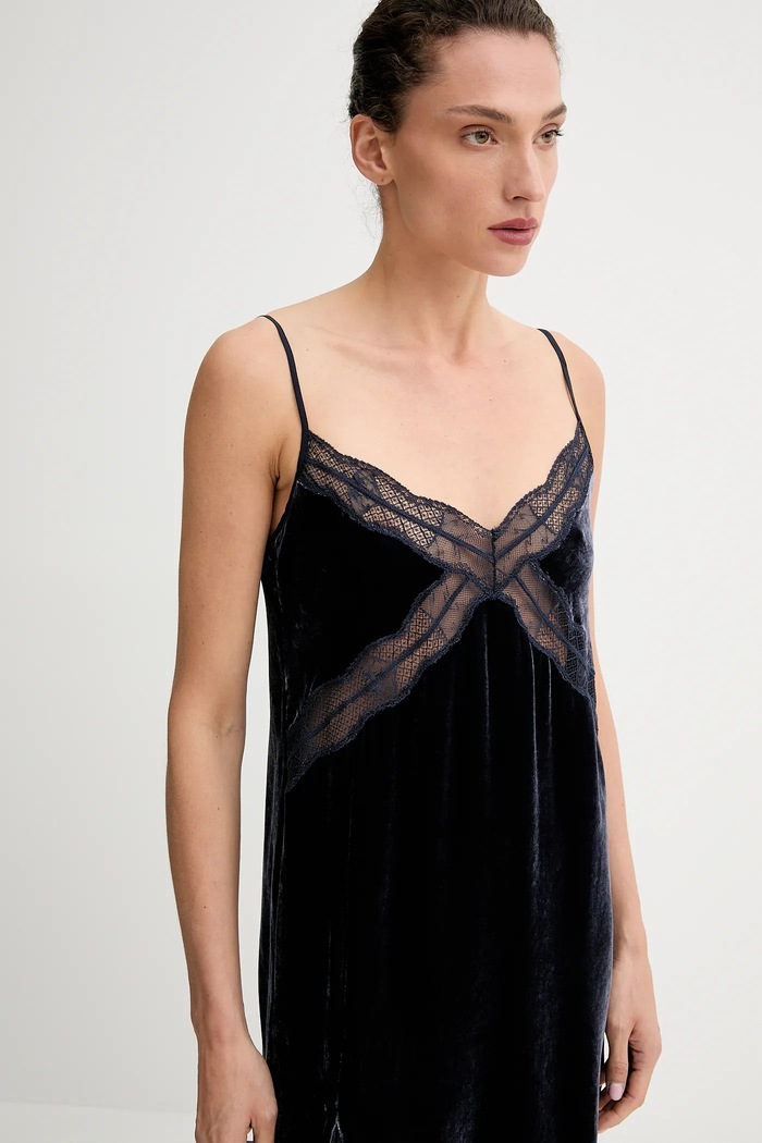 Rochie din amestec de matase Zadig&Voltaire WWDR02561 bleumarin