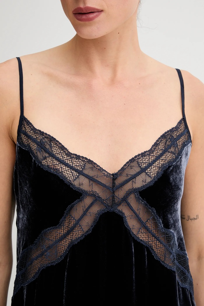 Rochie din amestec de matase Zadig&Voltaire bleumarin WWDR02561