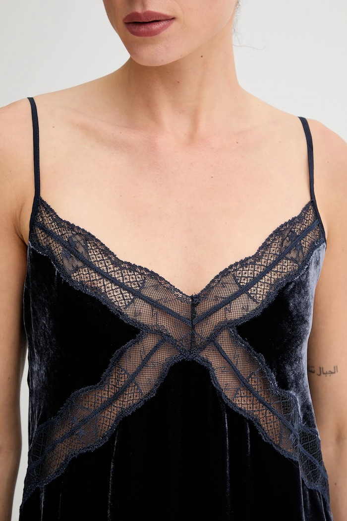 Rochie din amestec de matase Zadig&Voltaire bleumarin WWDR02561