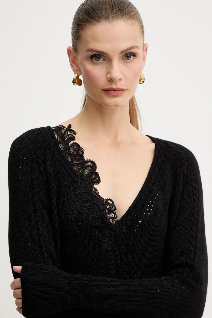 Rochie din amestec de lână Ermanno Scervino LIFE D474Q501APNJG negru