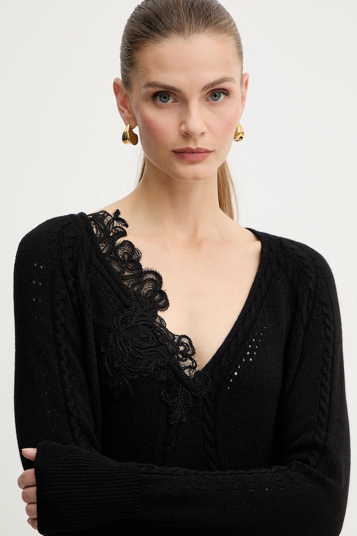 Rochie din amestec de lână Ermanno Scervino LIFE D474Q501APNJG negru
