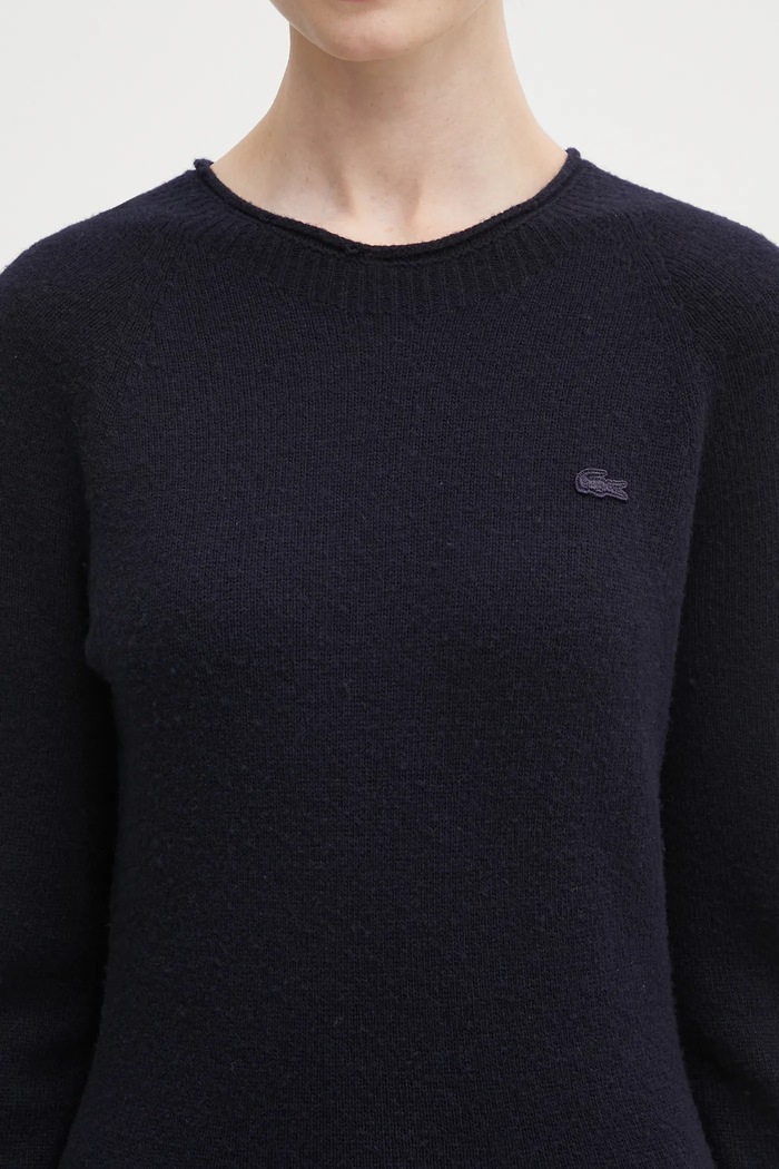 Μάλλινο φόρεμα Lacoste σκούρο μπλε EF4161
