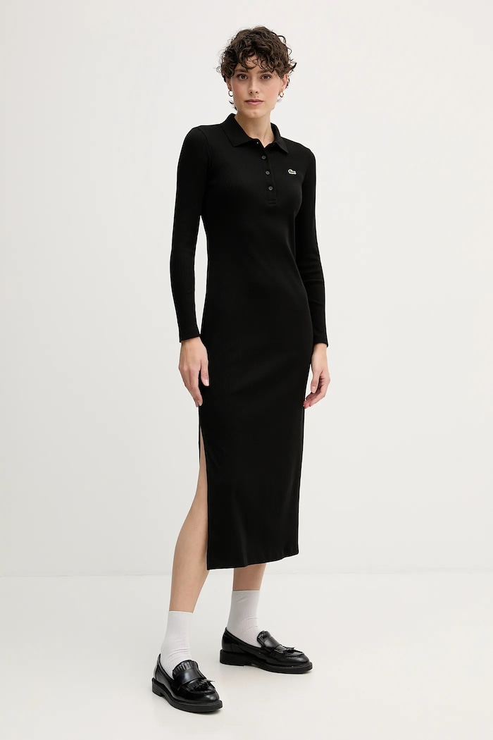 Lacoste sukienka bawełniana bawełna czarny EF5297