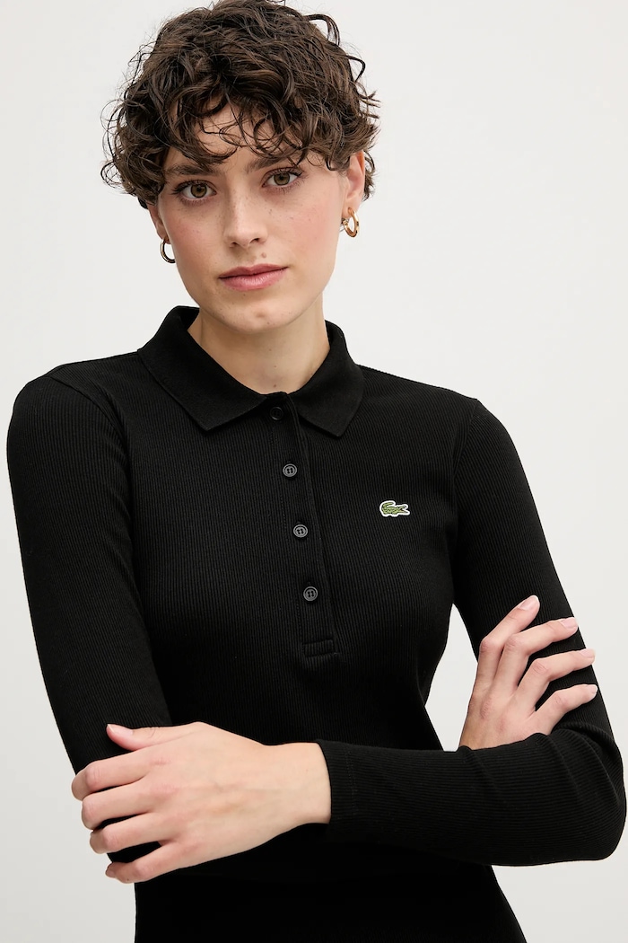 Lacoste sukienka bawełniana czarny EF5297