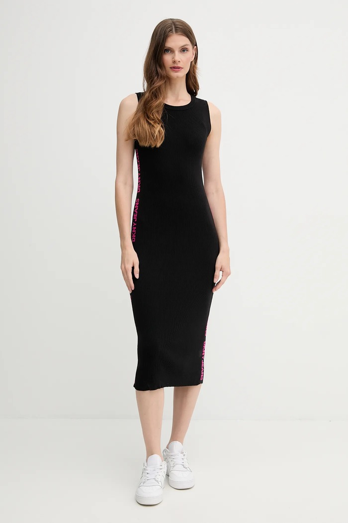 Šaty Dkny pletenina černá DJ5R0752