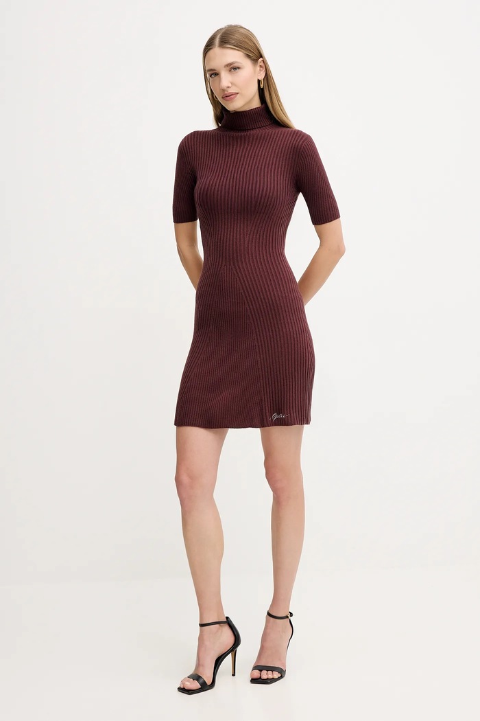 Guess sukienka z dodatkiem wełny JULIA W5BK78.Z3OW2 brązowy AW25