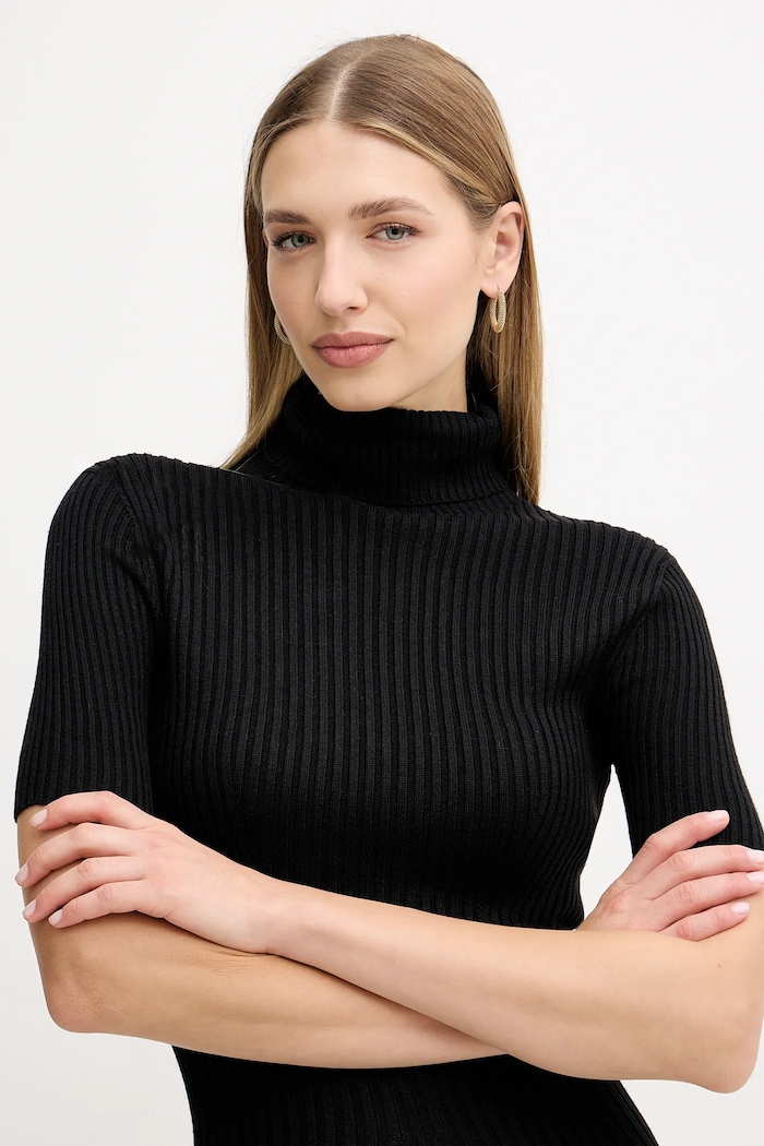 Guess sukienka z dodatkiem wełny JULIA czarny W5BK78.Z3OW2