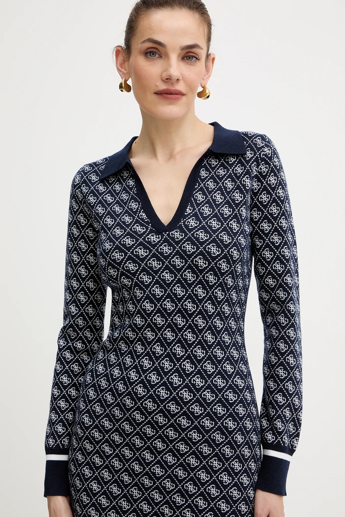 Guess sukienka z domieszką wełny AUBREY granatowy W5BK25.Z3JD2