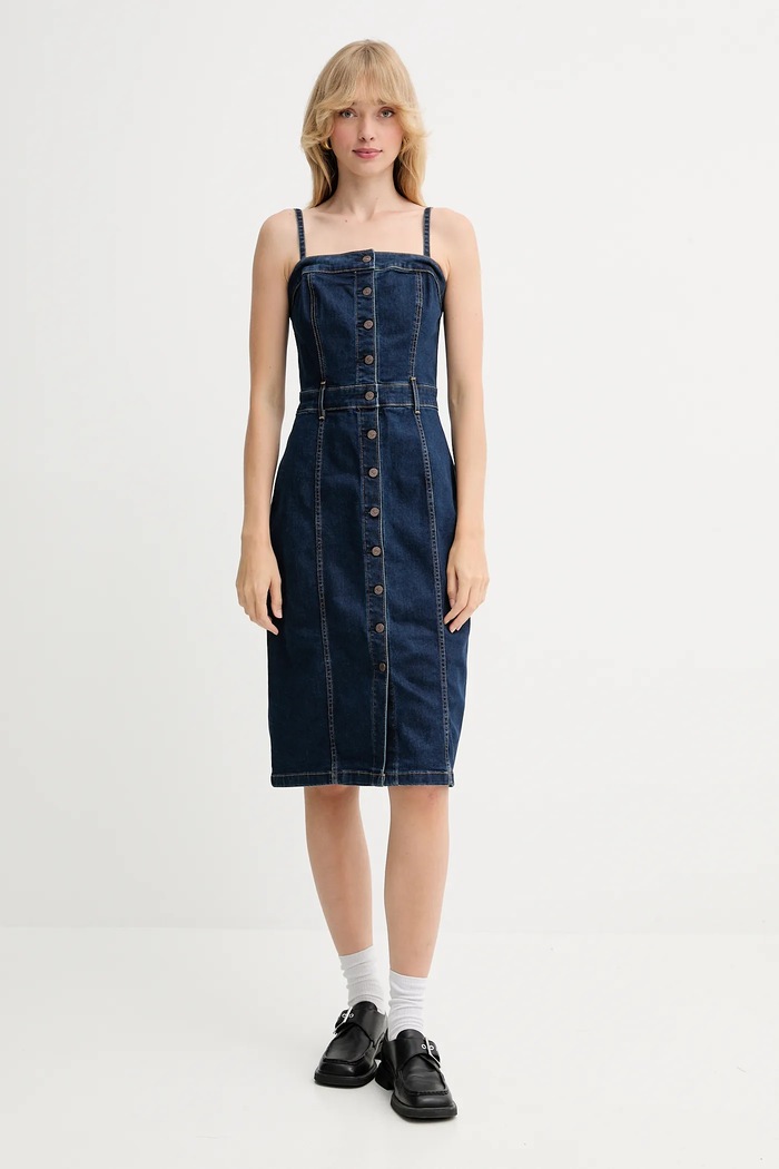 Rifľové šaty Levi's rifľovina tmavomodrá 0002S