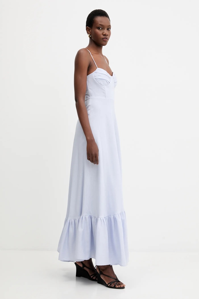 Bardot Sukienka lniana 59894DB1 niebieski AW25