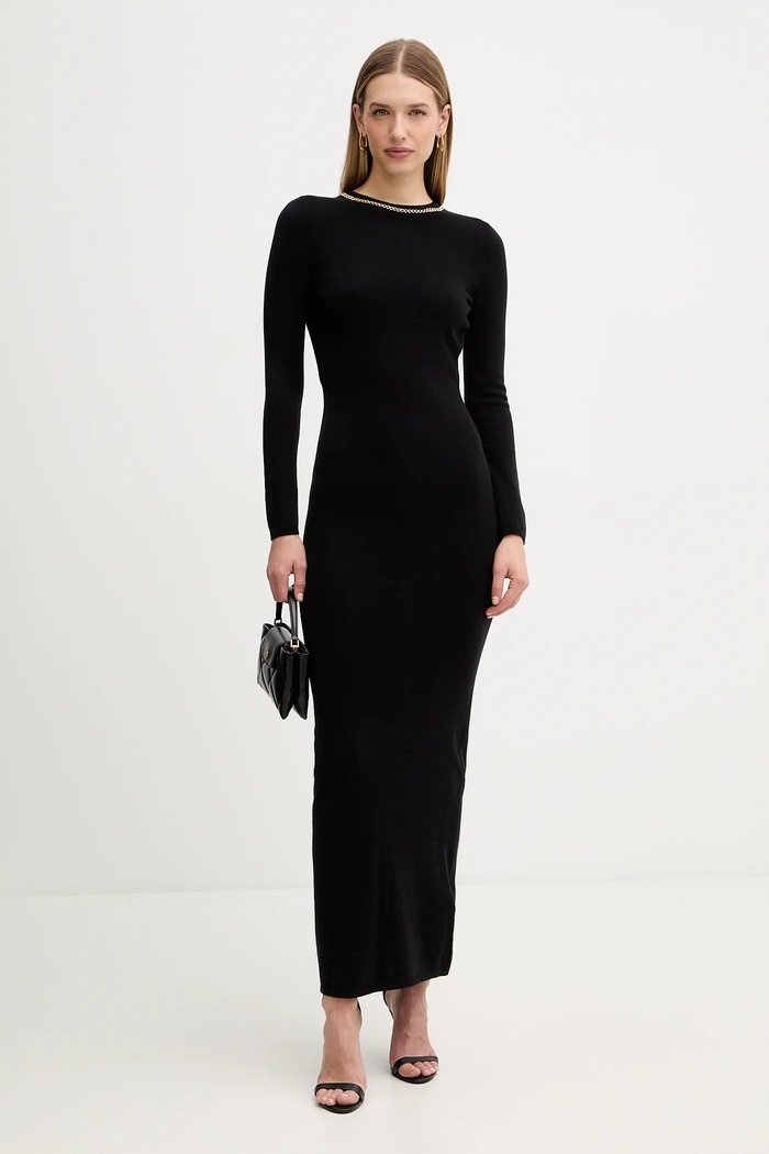Marciano by Guess sukienka z dodatkiem wełny ABEL 5BGK03.5782Z czarny AW25