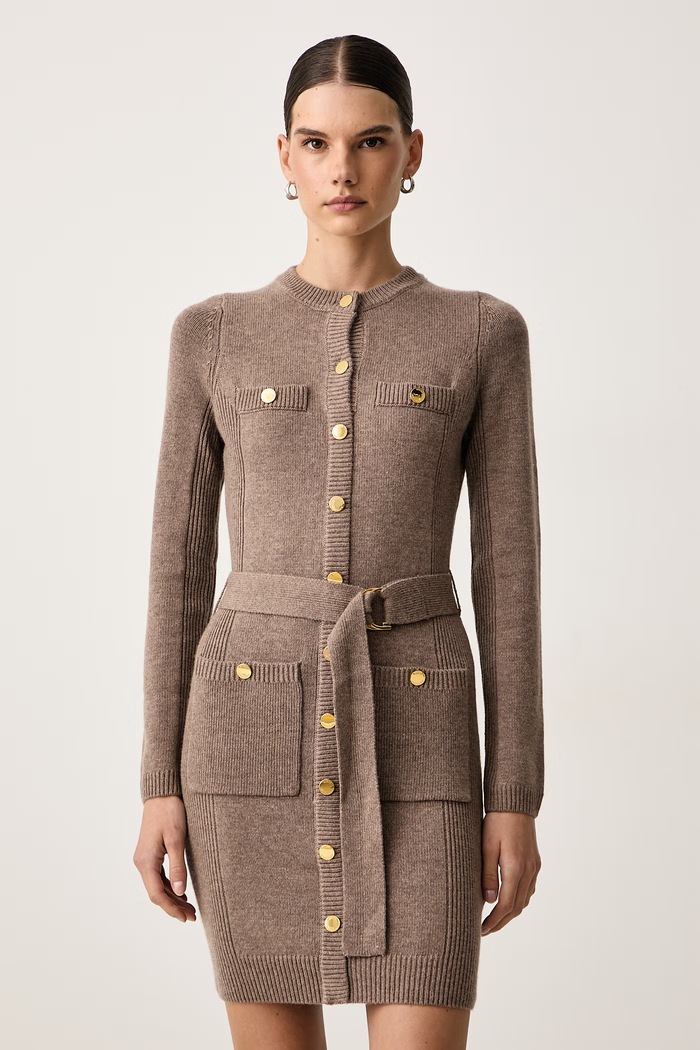 Marciano by Guess Sukienka z dodatkiem kaszmiru AFRAH beżowy 5BGK43.5893Z