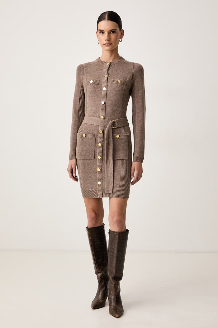 Marciano by Guess Sukienka z dodatkiem kaszmiru AFRAH 5BGK43.5893Z beżowy AW25