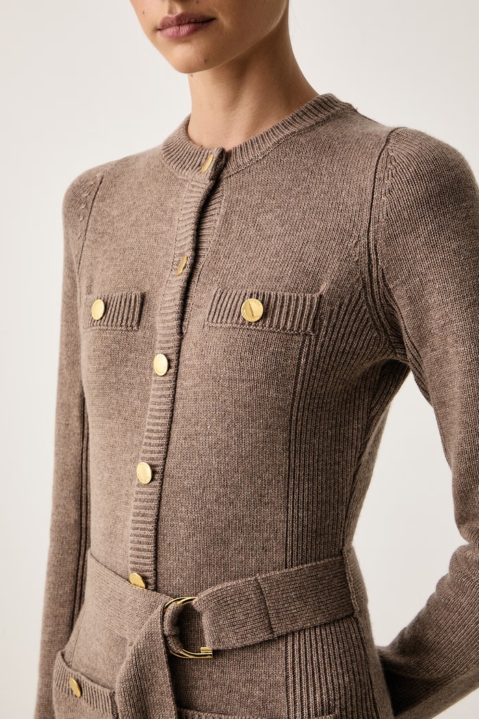 Sukienka z dodatkiem kaszmiru AFRAH Marciano by Guess 5BGK43.5893Z beżowy