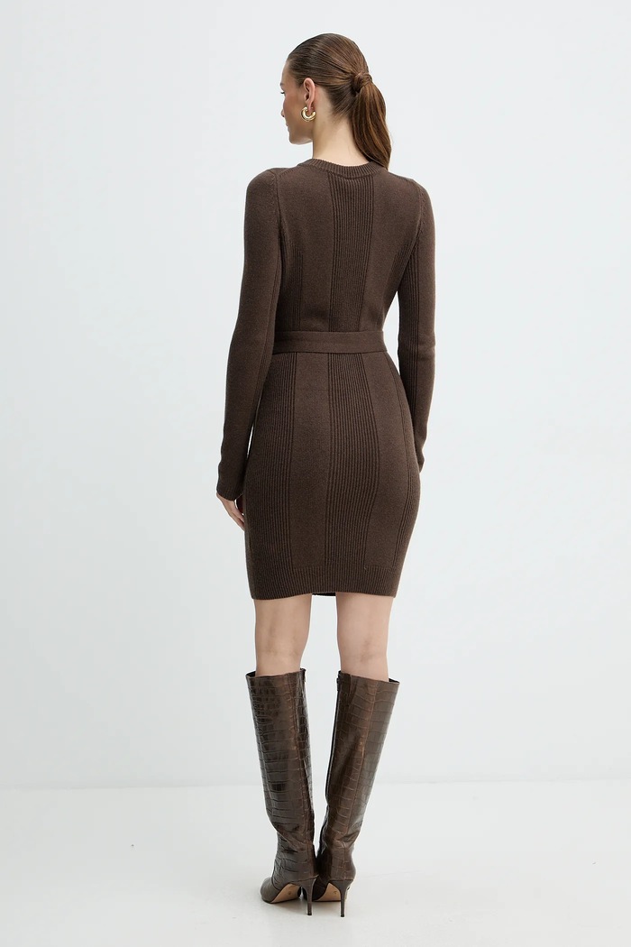 Odzież Marciano by Guess sukienka z dodatkiem kaszmiru AFRAH 5BGK43.5893Z brązowy