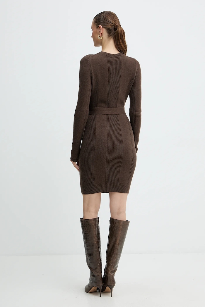 Odzież Marciano by Guess sukienka z dodatkiem kaszmiru AFRAH 5BGK43.5893Z brązowy