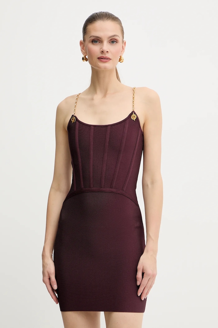 Marciano by Guess sukienka AISHA z elastanem bordowy 5BGK09.5036Z