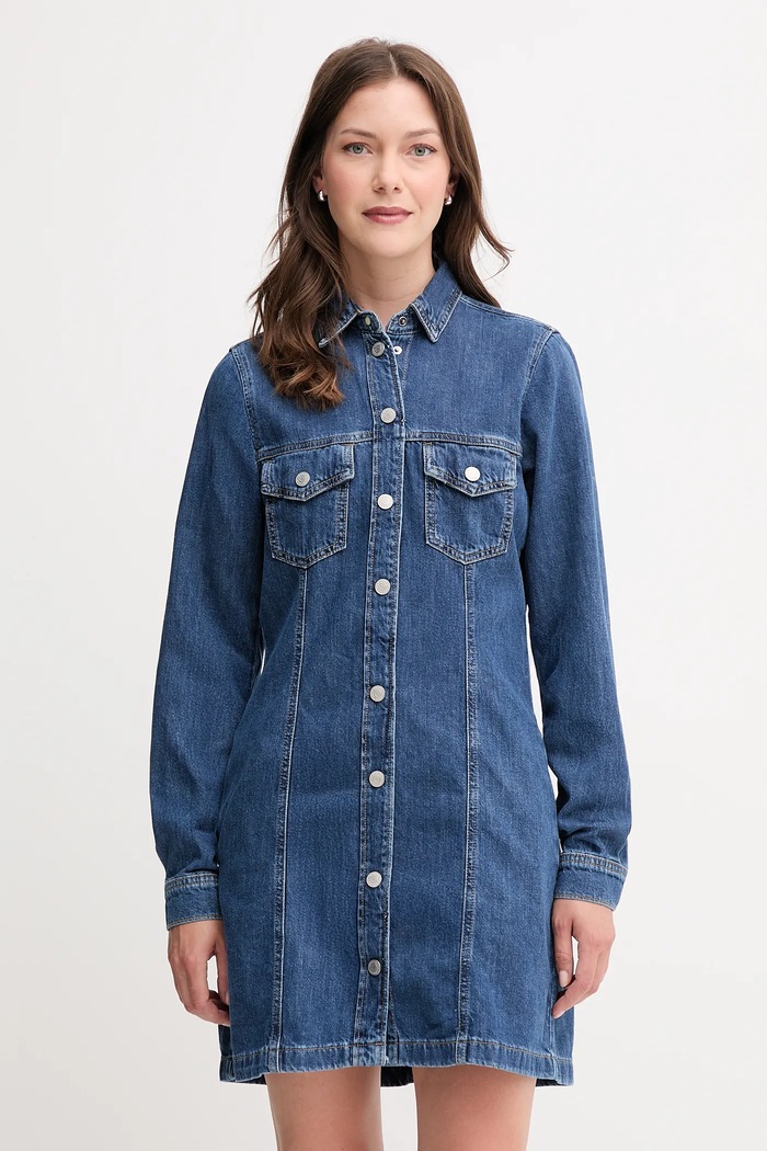 Rifľové šaty Pepe Jeans bavlna modrá PL95377284C1