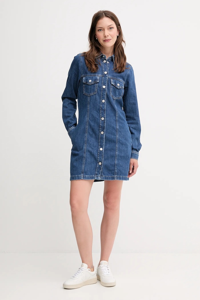 Rifľové šaty Pepe Jeans PL95377284C1 modrá AW25
