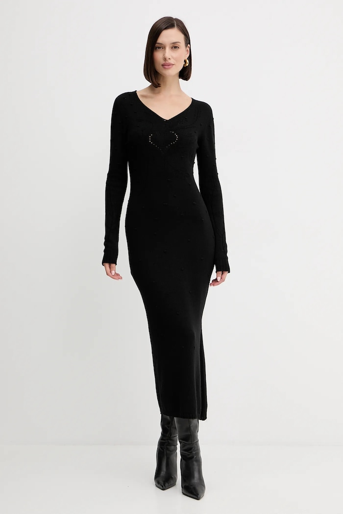 Twinset sukienka z wełną casual czarny 252TP3330