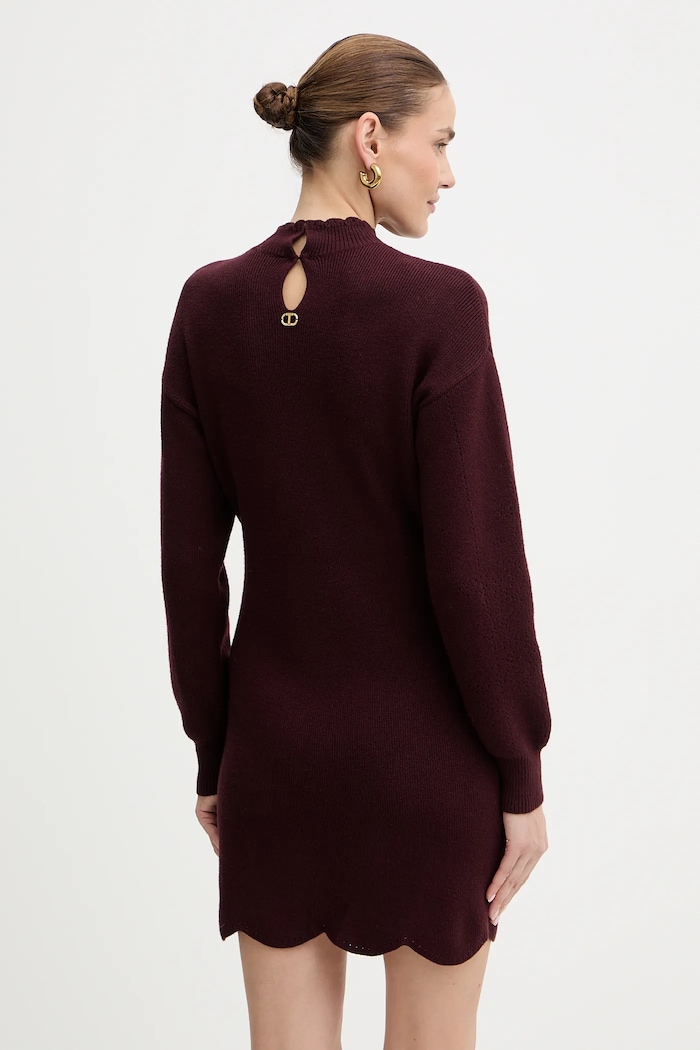 Ruházat Twinset ruha gyapjúkeverékből 252TT3216 burgundia