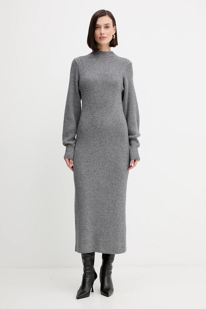 Twinset sukienka z wełną casual szary 252TT3460