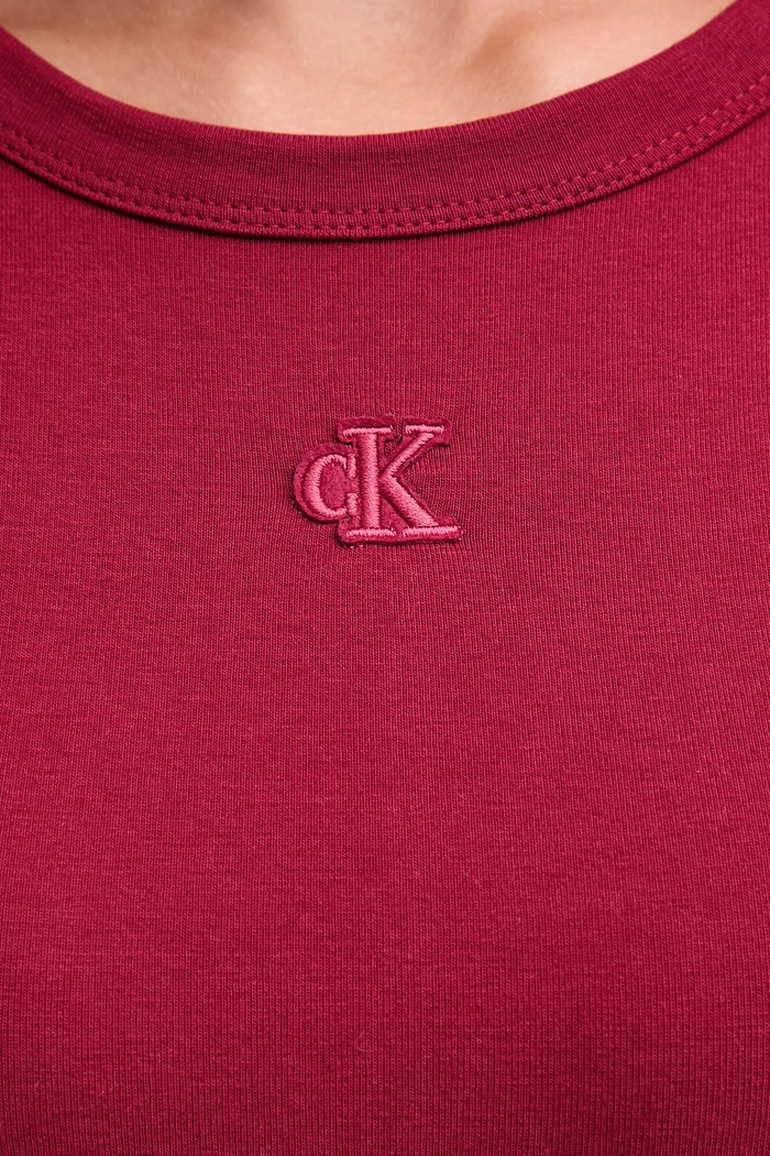 Calvin Klein Jeans rochie din bumbac cu elastan LV047D217G burgundia