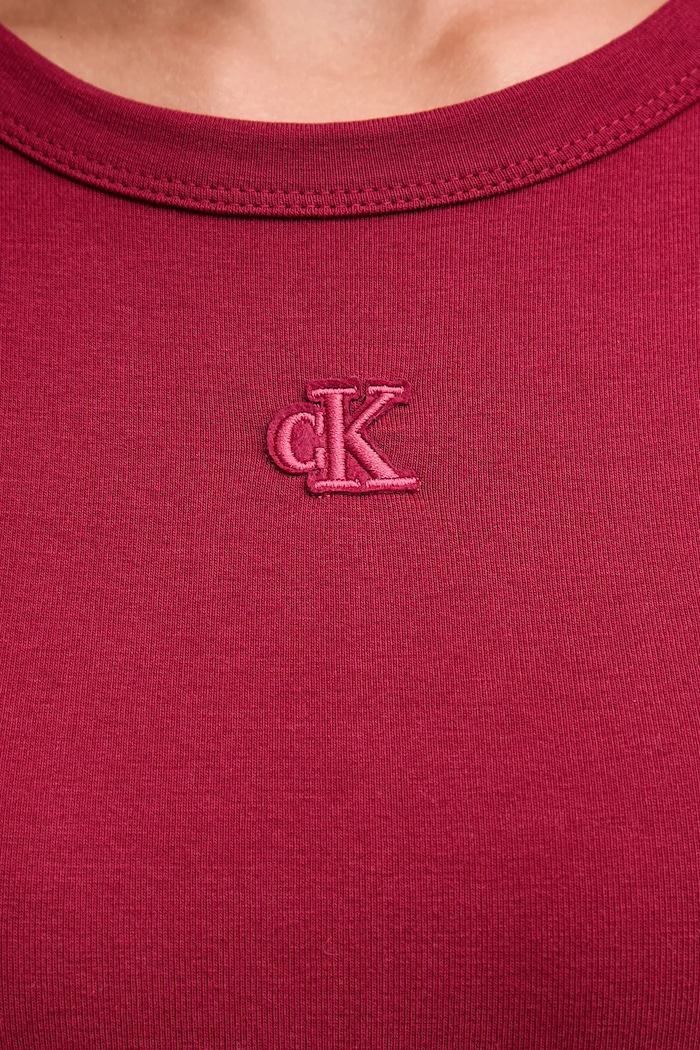 Calvin Klein Jeans rochie din bumbac cu elastan LV047D217G burgundia
