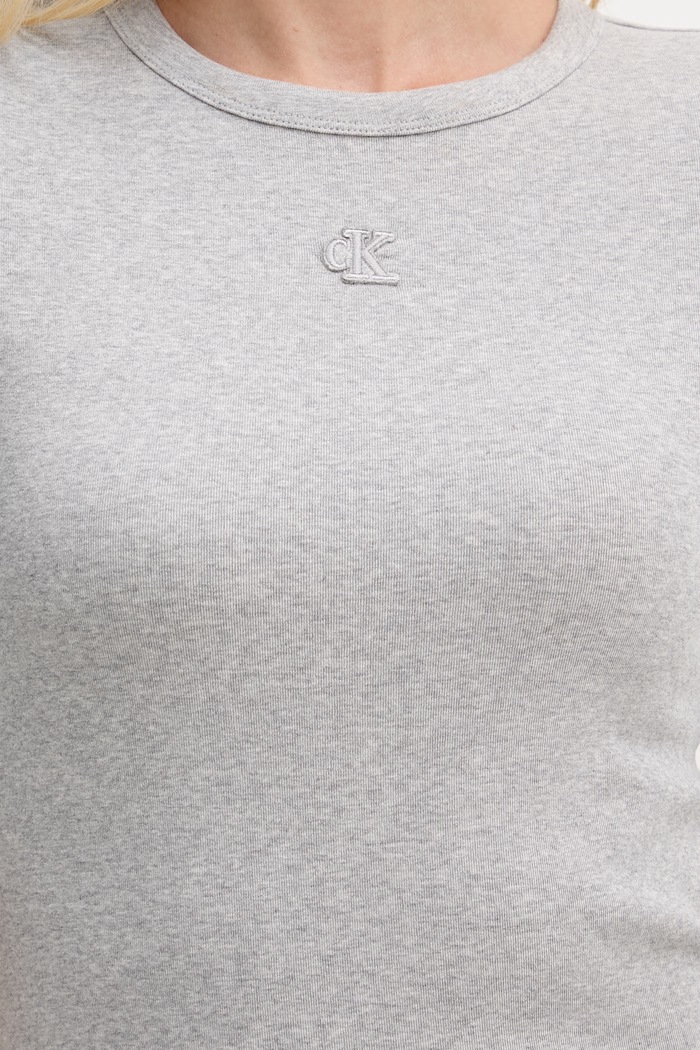 Calvin Klein Jeans šaty bavlnené s elastanom LV047D217G sivá