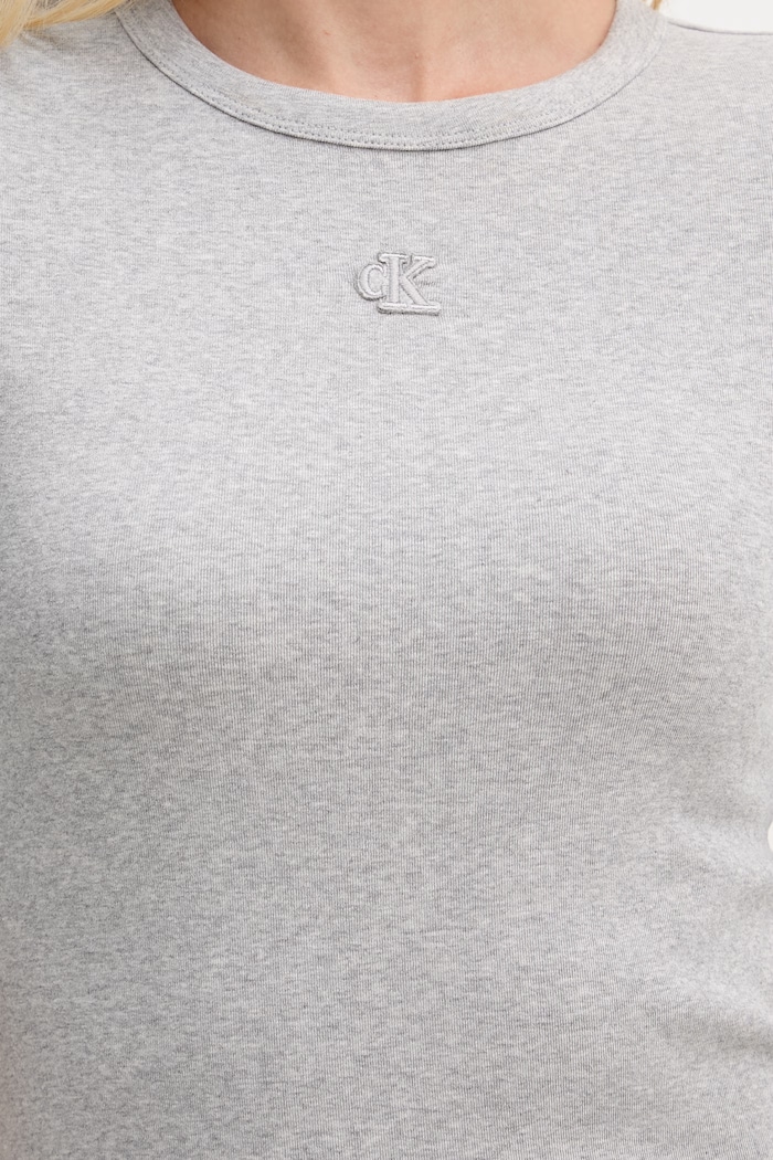 Calvin Klein Jeans šaty bavlnené s elastanom LV047D217G sivá
