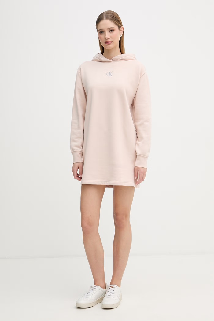 Calvin Klein Jeans šaty bavlnené LV047D229G béžová SS26