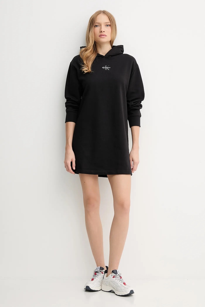 Calvin Klein Jeans šaty bavlnené LV047D229G čierna SS26