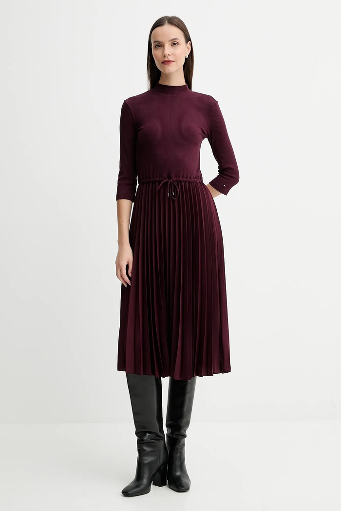 Haljina Tommy Hilfiger WW0WW46138 bordo AW25