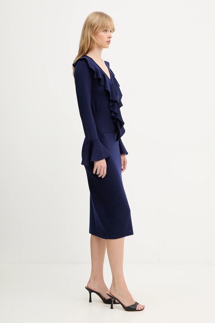 Vlnené šaty Luisa Spagnoli 100110 tmavomodrá AW25