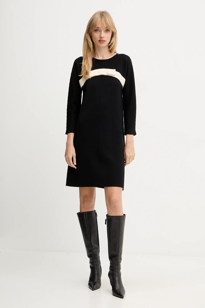 Vlnené šaty Luisa Spagnoli 100057 čierna AW25