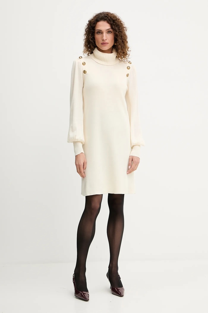 Luisa Spagnoli sukienka wełniana casual beżowy 100056.LS