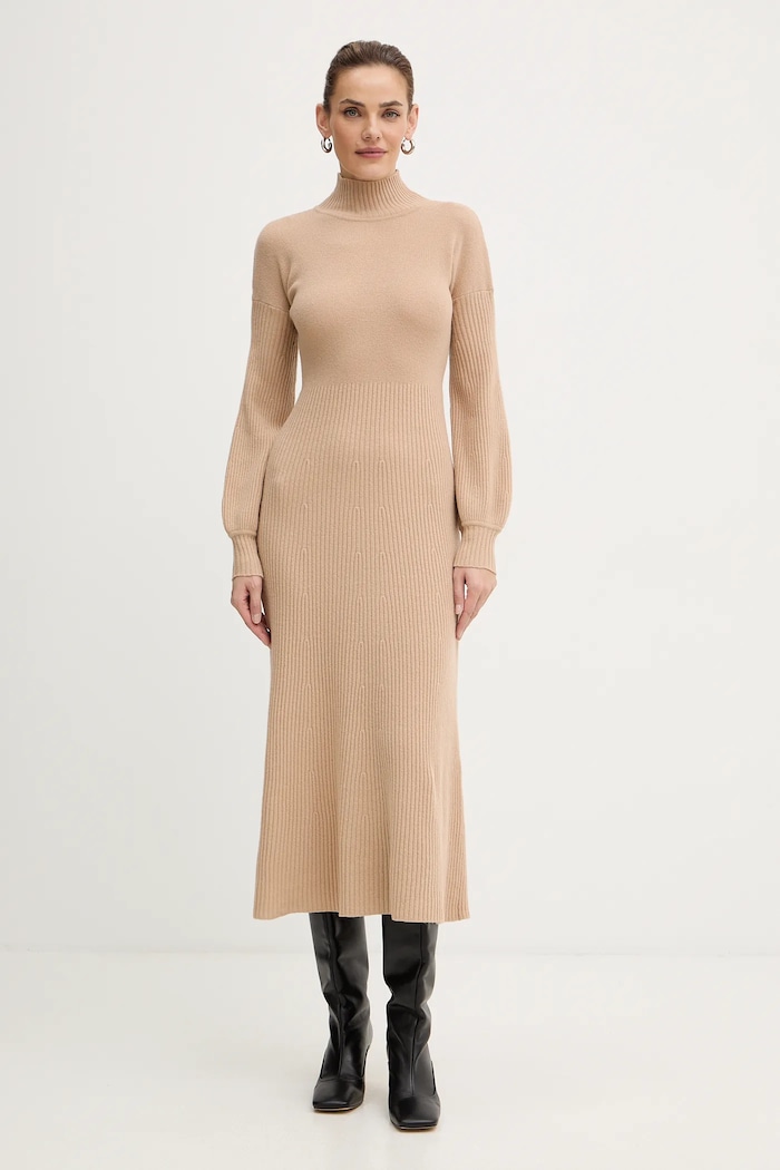 Luisa Spagnoli rochie din lână maxi bej 100209